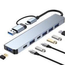 Adaptador multipuerto USB C Hub 7 en 1 con puertos carga USB 3.0 y USB2.0 tipo C picture