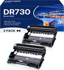 2 pk DR730 Black High Yield Replacement Brother Drum Unit HL-L2395DW MFC-L2710DW picture