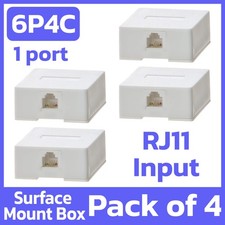 4 Pack Telephone Surface Mount Box RJ12 6P6C White Keystone Wall Box 1 Port Box picture