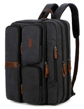 3 in 1 Convertible Canvas Leather Handbag Laptop Backpack Briefcase Fits 15... picture