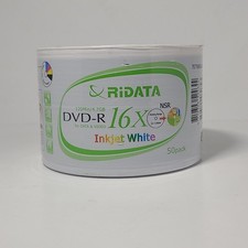 RIDATA Blank 16X DVD-R 50 pk White Inkjet Hub Printable 4.7GB Recordable Disc. picture
