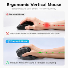 UGREEN Ergonomic Vertical Mouse Wireless Bluetooth Wrist Pain Relief Quiet DPI picture