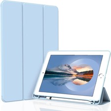 Light Blue Trifold Stand Case for iPad 10.2 2019/2020/2021, Auto Sleep/Wake, Pen picture