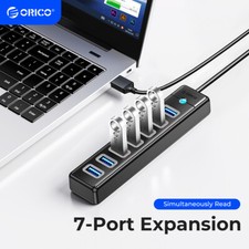 ORICO 7-Ports USB 3.0 HUB, Ultra-Slim Data USB Hub 1.65ft Extended Cable for PC picture