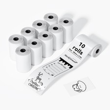 10 Rolls Mini Printer Thermal Paper White, Mini Printer Paper 53 x 28mm Self-... picture