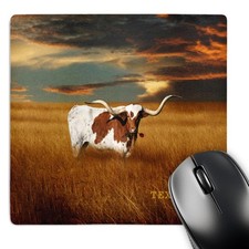 3dRose LLC 8 x 8 x 0.25 Inches Mouse Pad, a Texas Longhorn (mp_62229_1) picture