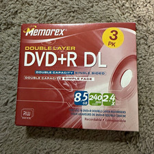 NEW Memorex DVD+R DL Double Layer Recordable 8.5GB 2.4x 3-Pack Slim Case picture