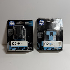 HP 02 Genuine Original Inkjet Ink Cartridges Black & Light Cyan picture