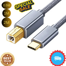 USA USB-C to USB-B 2.0 Cable For Nylon Epson HP Canon Brother Printer Scanner picture