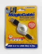 Data Drive Thru Tornado MagicCable Retractable Cable USB 2 To USB Mini 4 Pin picture