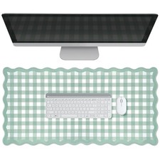 Green Scalloped Desk Mat, Checkered Large Mouse Pad, Non-Slip Rubber Base Key... picture