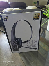 A18 RF Wireless Single-Ear Over-Ear Ear-Cup Headset HD Voice Boom Mic Black picture