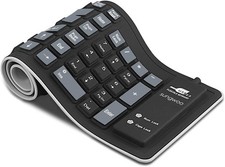 sungwoo Foldable Silicone Keyboard USB Wired Waterproof Rollup Black+Grey  picture