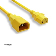LOT 10pcs Yellow 4ft 18AWG Color Power Cable IEC60320 C13 to IEC320 C14 10A/250V picture
