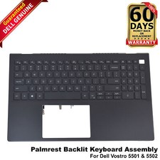 Dell Vostro 5501 5502 Palmrest Backlit Keyboard Assembly W7PK2 G2VT3 picture