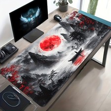 1pc Large Size E-Sports Gaming Mouse Pad, Red Landscape Ancient Style Ink Pain picture