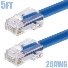 5FT CAT6A RJ45 Network LAN Ethernet Non-Boot Cable Cord 26AWG Copper Blue picture