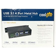 Coolgear USB 3.1 4 Port Metal Hub USBG-4U3ML R2 Rail Clip ESD Surge Protection picture