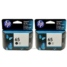 2 Black HP #65 2pack Black Ink Cartridges New Genuine Retail Box Not Expired picture