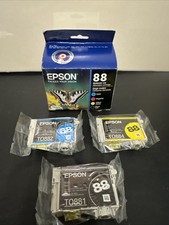 Epson 88 Combo 3 Ink Cartridges, Black/Cyan/Yellow (Exp 09/2018) Open Box picture