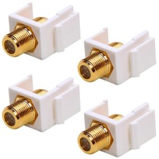 4 Pcs F Type Keystone Jack Coupler Coax Coaxial Insert Snap In Wall Plate White picture