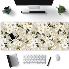Daisy Floral Daisies Large Mouse Pad Watercolor Flowers Desk Mat, Washable Mo... picture