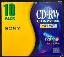 Sony 10 Pack CD-RW CD ReWritable 650 MB (10CD-RW650)(214) picture