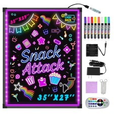 x27 LED Glass Writing Board Neon Menu Sign Dry Erase Wall Mount 16 Colors picture
