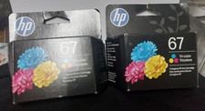 2 Genuine HP 67 Tri-Color Ink Cartridge exp March 2028 New  picture