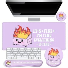 Kingdder 4 Pcs Dumpster Mouse Pad Kit Wrist 35.4 x 15.8 inches, purple picture
