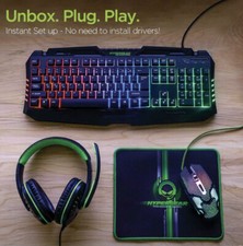 Hyper Gear Pro Gaming Kit Computer Laptop Accessories 4 In 1 Keyboard Unisex New picture