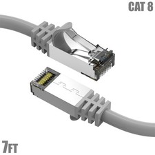 7FT CAT8 RJ45 Network LAN Ethernet SFTP Cable Copper Wire 40Gbps 2GHz 26AWG Gray picture