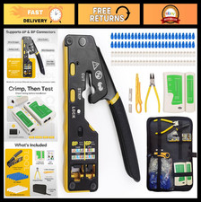 RJ45 Crimp Tool Kit with Tester & Case, Pass-Through Ethernet Crimper for Cat5/6 picture