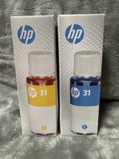 SEALED GENUINE HP 31 CYAN & YELLOW OEM INK BOTTLE REFILL picture