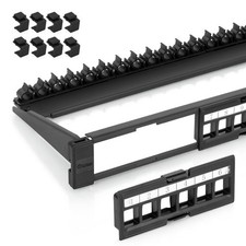 Everest 24 Port Keystone Patch Panel (1-Pack) Removable 6-Port Slim Profile 1U picture