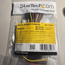New StarTech.com 6in SATA Power Y Splitter Cable Adapter, PYO2SATA, 6