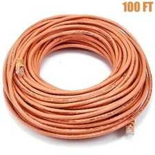 100FT Cat6 RJ45 Ethernet LAN Network UTP Cable Copper Wire Gold 550MHz Orange picture