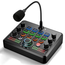 Facmogu F682 Live Sound Card Audio Mixer with Gooseneck Mic, Voice Changer, B... picture