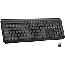 Wireless Full Size Keyboard 2.4G Cordless Silent USB Ergonomic Tilt Sleep Mode picture
