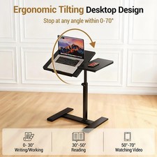 Angle Rolling Laptop Desk Table W/ Casters Notebook Stand Height Adjustable picture