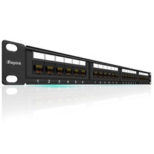 Rapink Patch Panel 24 Port Cat6 10G Support, Network Panel UTP 19-Inch, picture