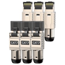 6-Pack RJ45 Connectors Tool Free Cat7 Cat6a, Tool-Free Zinc Alloy Shielded Et... picture