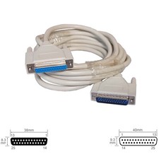 Cable Parallel Serial D-Sub DB25 DB 25 Pin Molded Female Male Extension 15FT picture
