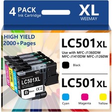 4PK LC501XL Ink Cartridges for Brother MFC-J1260DW MFC-J1360DW MFC-J1410DW picture