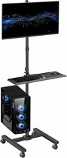 Black Mobile Computer Cart W/ Monitor Mount CART-PC02T Fits up to 32 inch Screen picture