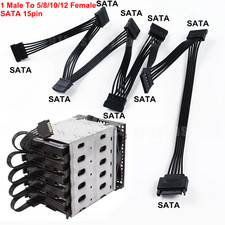 SATA Power Extension HDD Cable 15Pin 1 Male to 5 8 10 12 Female Splitter Adapter picture