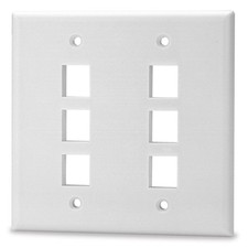 6-Port Double-Gang Decora-Style Wall Plate, White - Dynacom 10600-DP6-WH. 7 Pc picture