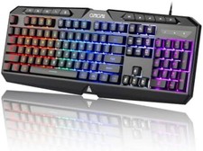 Large Print Letters Computer Keyboard LED Lighted White Backlit Full Size Key picture