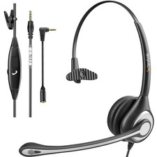 Cell Phone Headset Mono with Noise Canceling Mic, Wired Computer Headphone fo... picture