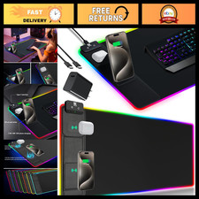 XXL RGB Gaming Mouse Pad with Phone Holder & Fast Charging - Waterproof Non-Slip picture